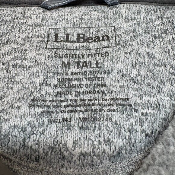 L.L.Bean Sweater Fleece Pullover Gray Heather Snap Neck Men's MT - Picture 5 of 7